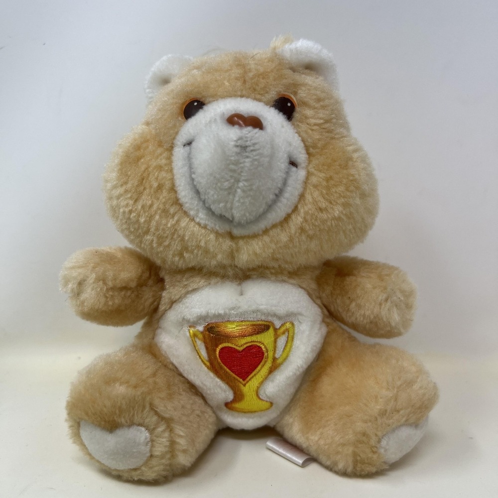 Vintage 1980s Care Bears Champ Bear‎ Mini Plush Tan Trophy Belly 6" Kenner